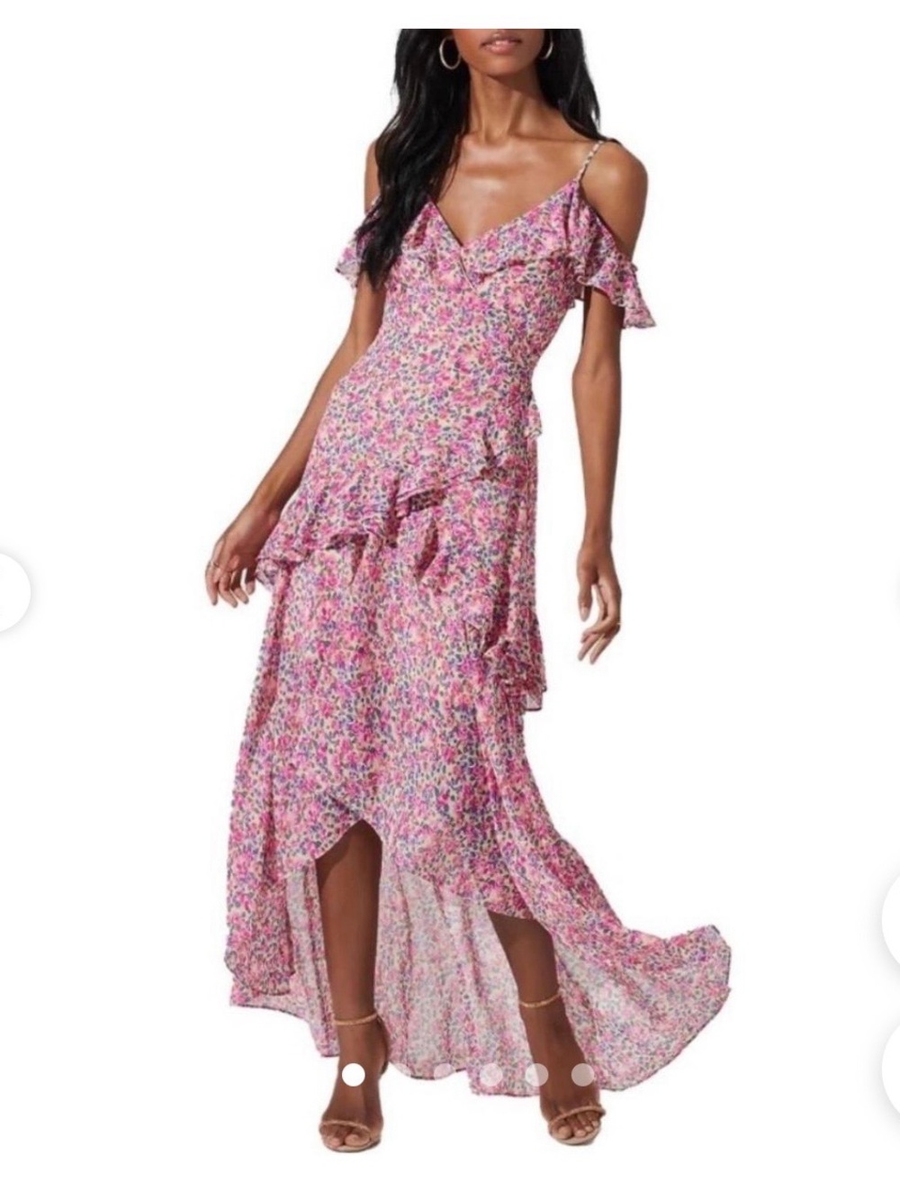 Astr Pink Floral Ruffle Maxi Dress - Picture 6 of 8